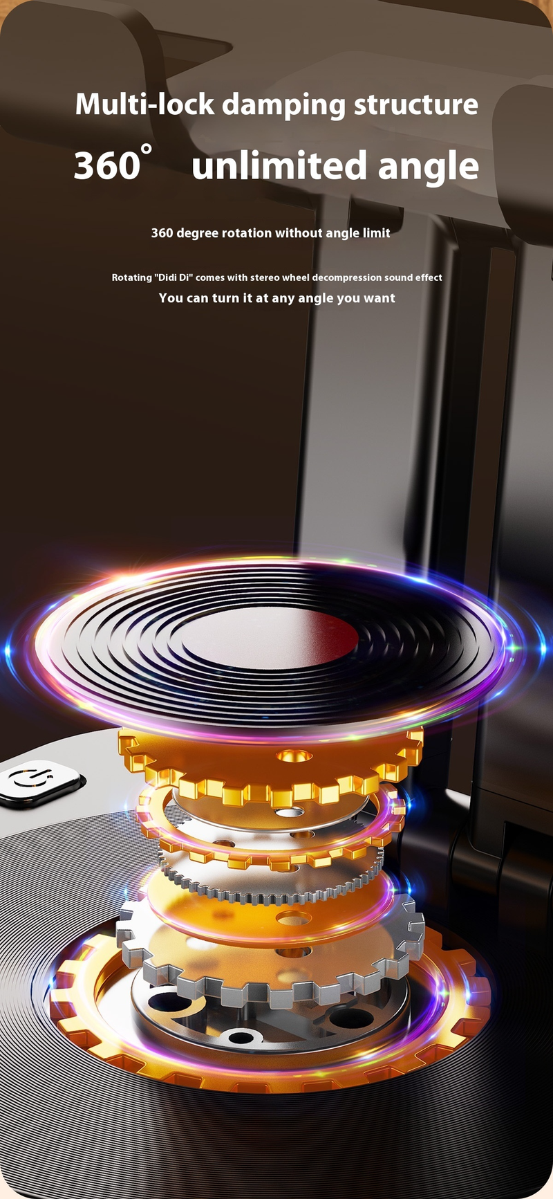 Multifunktionaler, um 360° drehbarer Telefonhalter mit Bluetooth-Lautsprecher und Powerbank für Live-Streaming, Videoanrufe und mehr_voghion.com