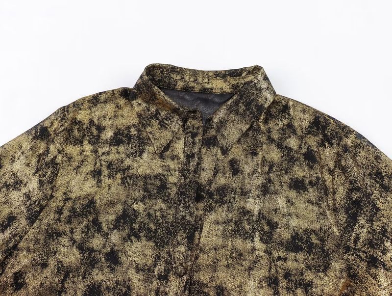 ZR Fashion Dames 2024 Lente Nieuw Metaalfolie Shirt_voghion.com