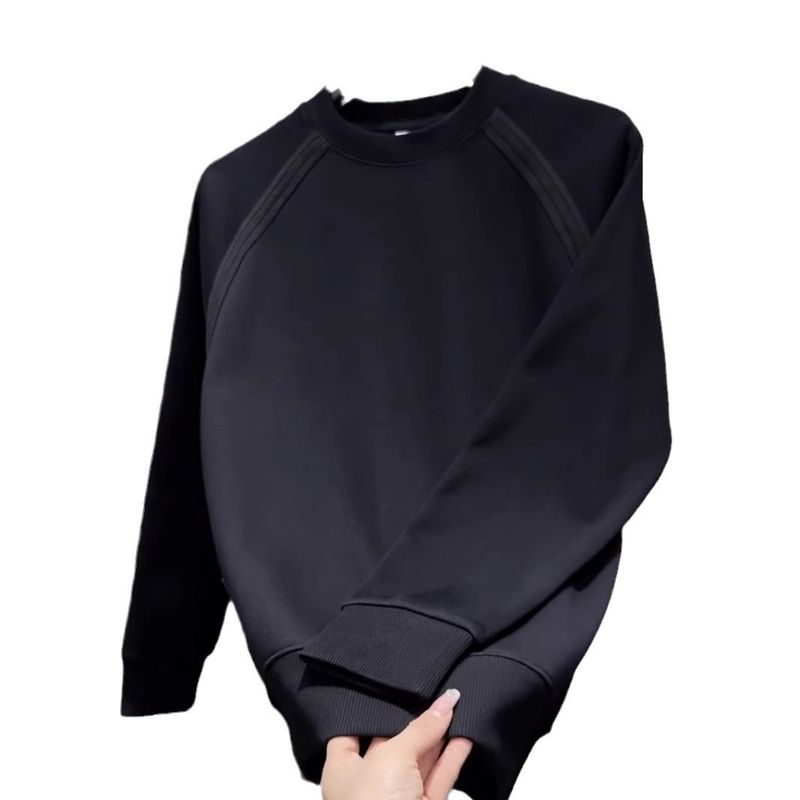 Nuovo autunno da uomo alla moda semplice tinta unita con cappuccio con toppa personalizzata in tessuto girocollo casual top_voghion.com