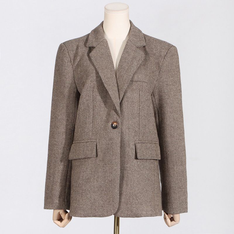 Wom's Clothing Spring New Artistic Retro Three dimsional wer Loose Design One button Solid Color Suit Jacket for_voghion.com