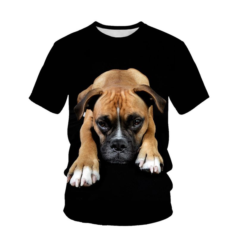 Maglietta estiva con stampa digitale 3D, per uomo e donna, con scollo rotondo, per cani da compagnia_voghion.com