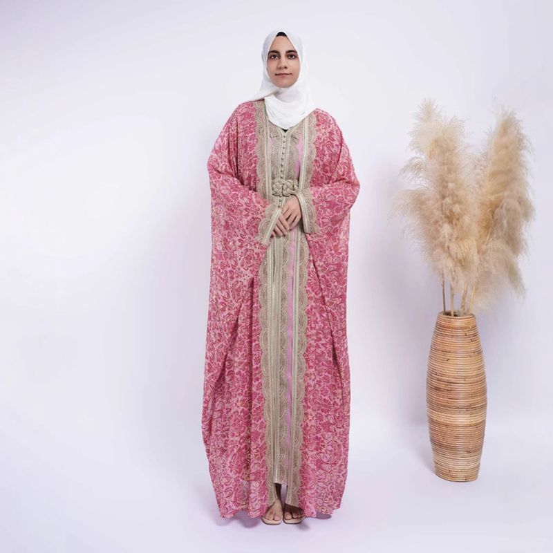 2025 Frühling Sommer Neues muslimisches Abaya-Damenkleid Insabaya mit Innenrock, zweiteiliges Set_voghion.com