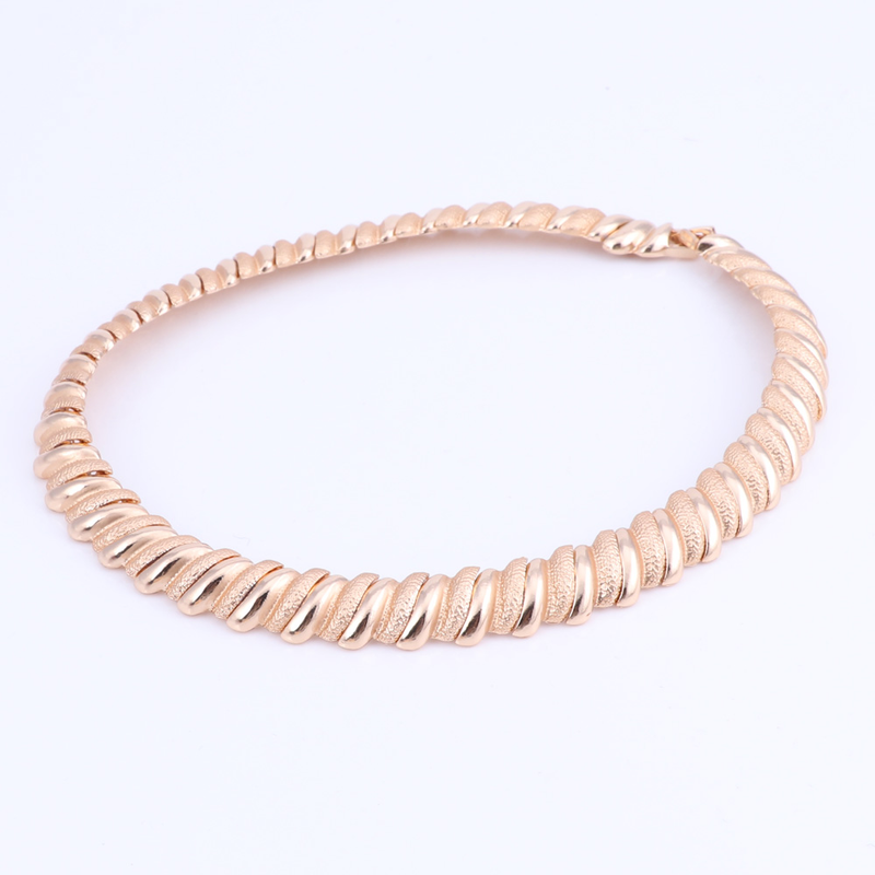 Italienisches goldfarbenes Schmuckset mit Halskette, Ohrringen, Armband und Ring, afrikanisches Brautmotiv für Damen, Hochzeitsparty-Geschenke_voghion.com