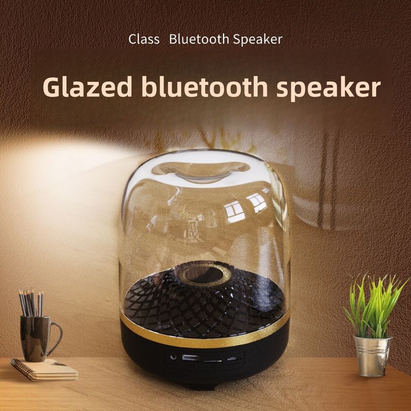 Subwoofer da tavolo Glazed 4a generazione Bluetooth Speaker GLASS Black Gold Collection Scheda altoparlante_voghion.com