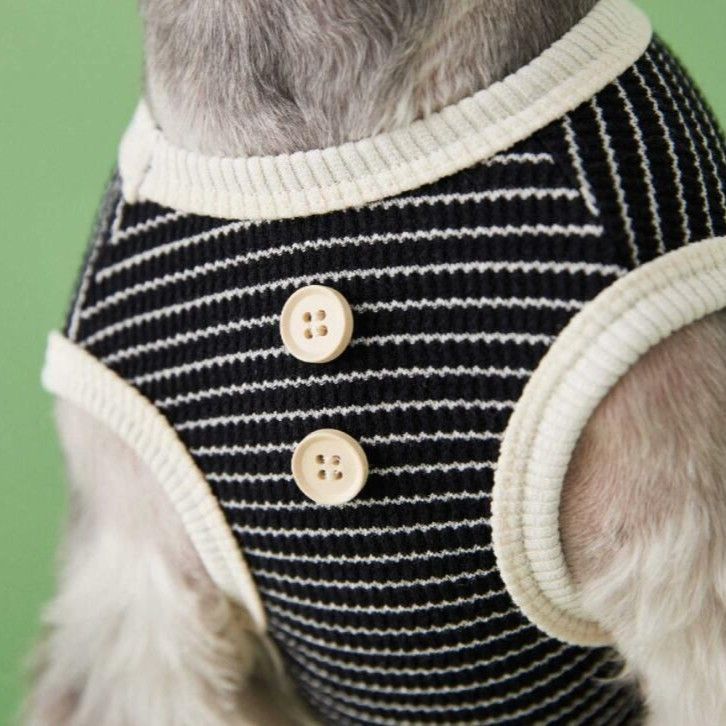 Gilet in maglia a righe semplice per cani e gatti, sottile e traspirante, in stile coreano, per cani di peluche._voghion.com