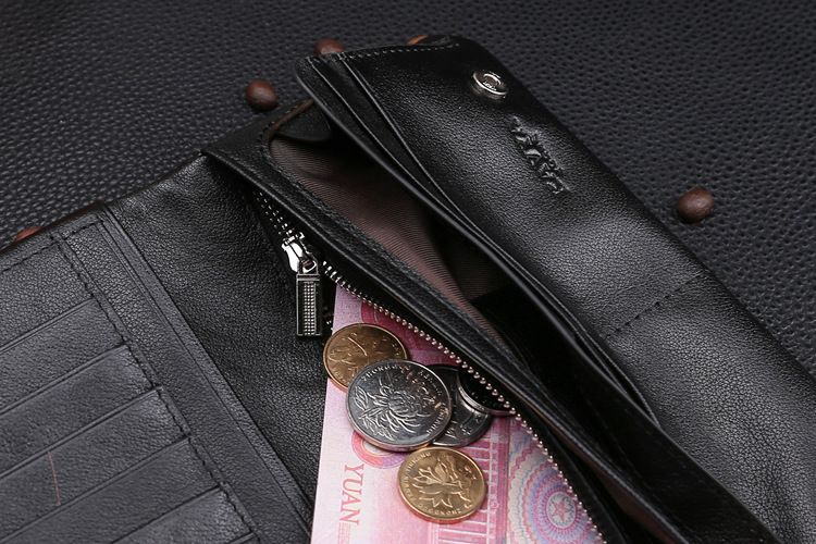 Premium men's leather wallet, cowhide long style men's ticket clip, zipper men's wallet, Korean soft leather wallet_voghion.com