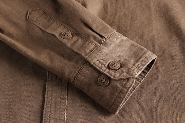 Herrenbekleidung, Arbeitskleidung, Hemdjacke mit mehreren Taschen, schlicht, verwaschen, im Used-Look, vielseitiges Langarmhemd, lässige Oberteile_voghion.com