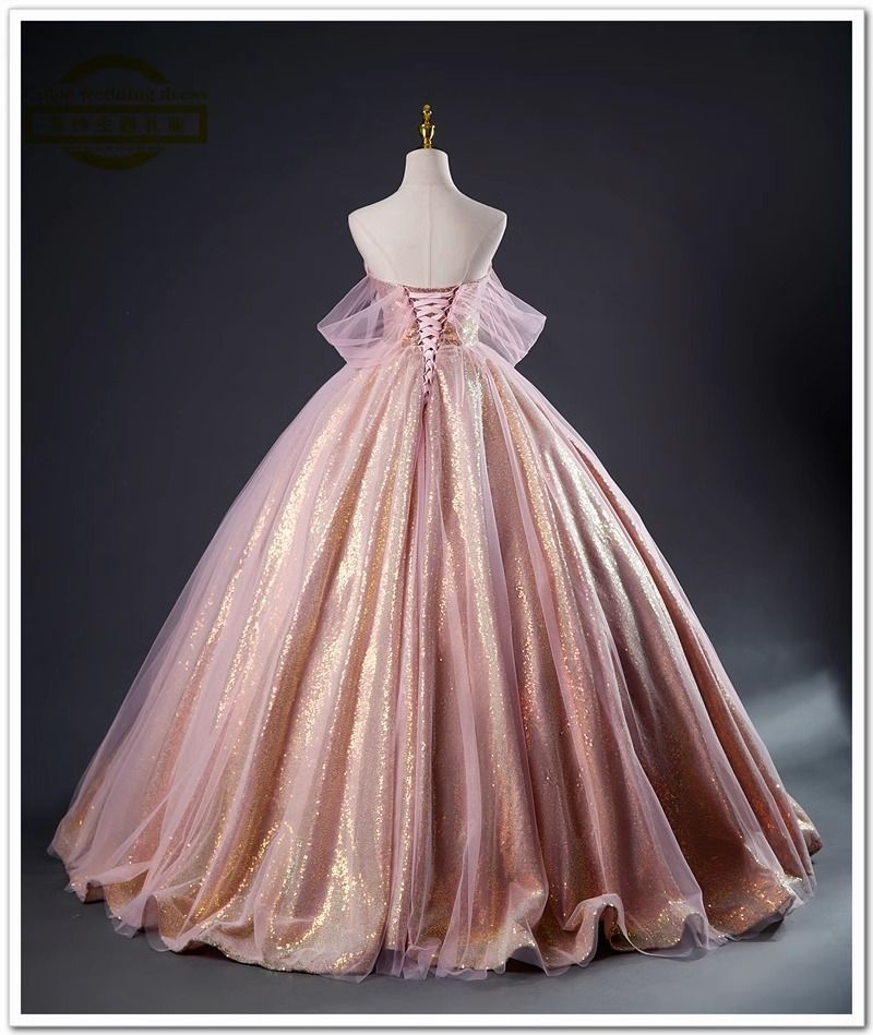 Abito da ballo a sirena iridescente da donna - Abito da ballo senza spalline con corsetto e lacci e gonna in tulle per spettacoli teatrali e matrimoni_voghion.com