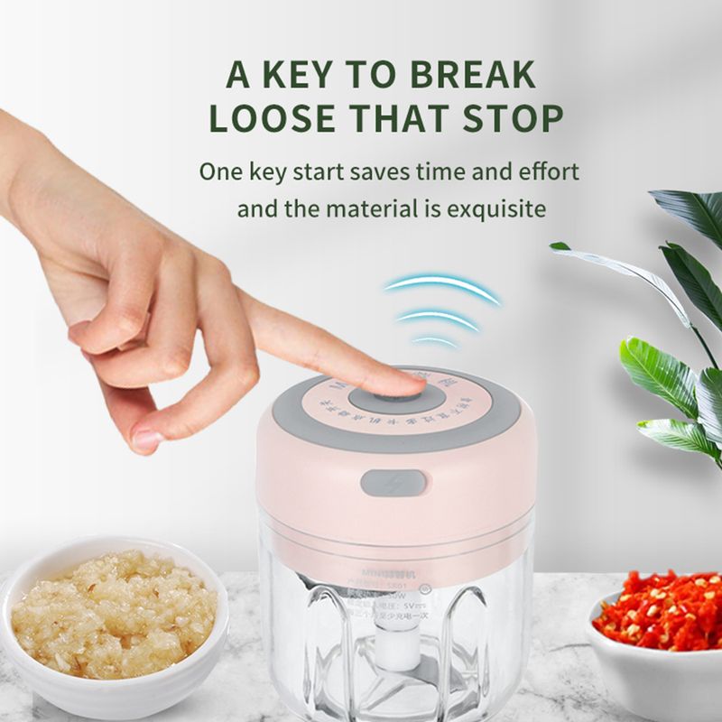 100/250mL Mini Tritatutto Elettrico per Aglio USB Ricaricabile Macchina per Schiacciare lo Zenzero Robusto Durevole Tritatutto per Peperoncino e Verdure Utensile da Cucina_voghion.com