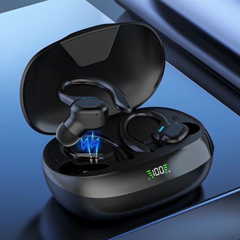 Wireless5.3 Ohrhörer mit Ohrbügel, kabelloses Sport-Headset, TWS-Stereo-In-Ear-Kopfhörer, Touch-Control-Ohrhörer mit LED-Display, Ladeetui für Telefon_voghion.com