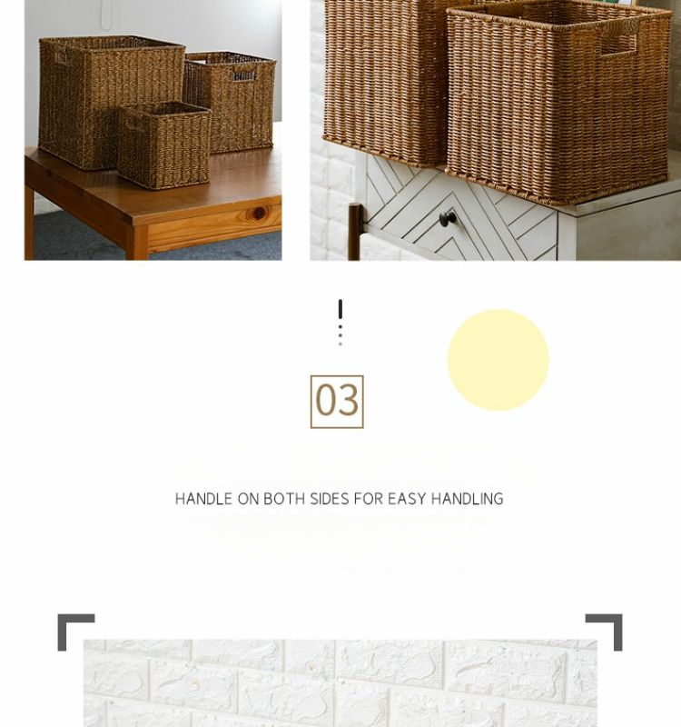 Desktop Woven Large Capacity For Living Room Snacks Miscellaneous Items Bathroom Dirty Clothes Storage Cabinet Organizer_voghion.com