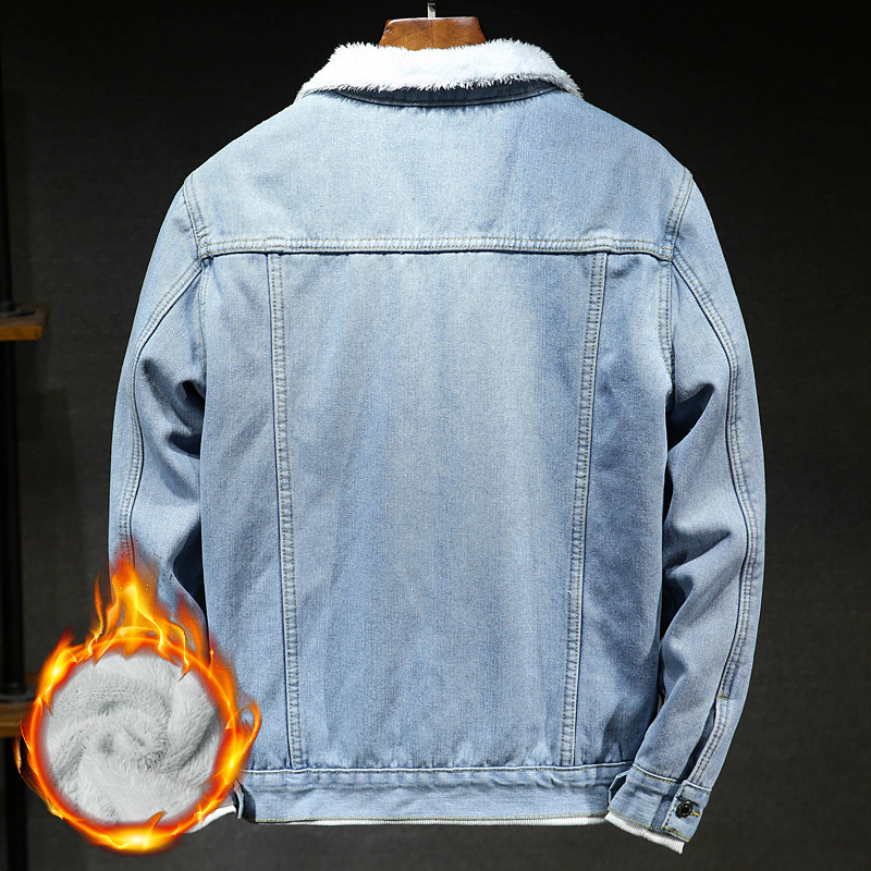 Herbst und Winter große Jacke Herren Jeanskleidung Jugend lose Freizeitjacke gewaschen Revers Jacke Top Männer_voghion.com