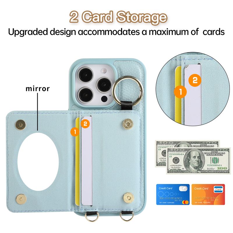 Suitable For 17 Pro Max Card Slot Mobile Phone Case Crossbody 16 15 Plaid Mobile Phone Leather Case_voghion.com