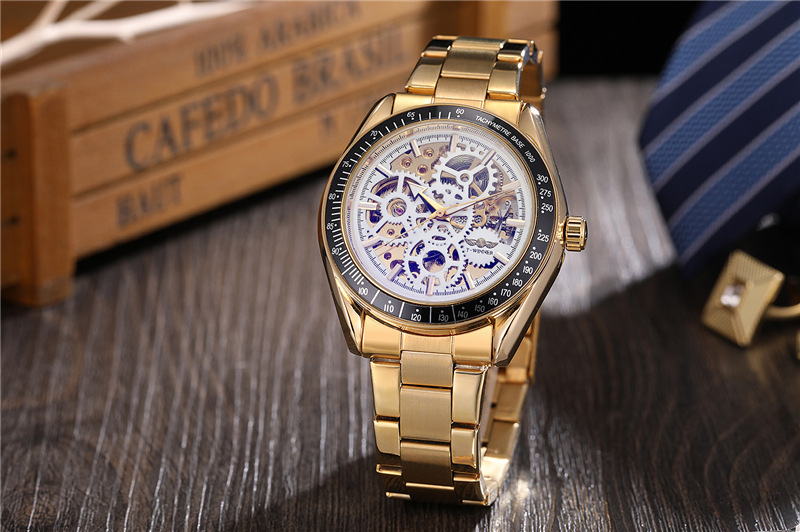 Hot selling winner8152 men's leisure mechanical watch automatic hollow mechanical watch men's steel band watch_voghion.com