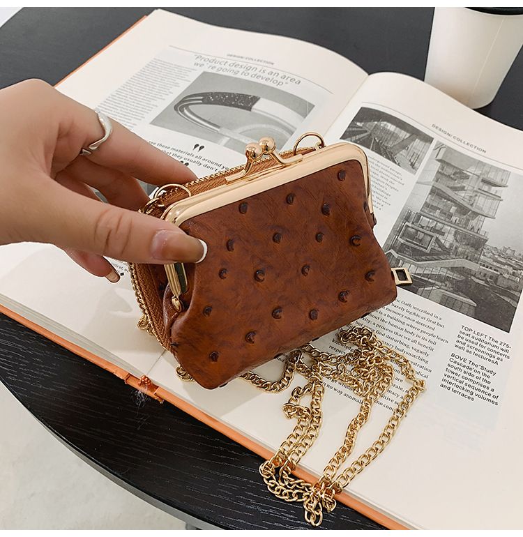 Torebka damska na jedno ramię, wzór strusia, mała torebka typu crossbody, tekstura popularna_voghion.com