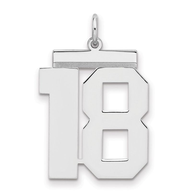 Sterling Silver/Rhodium-plated Polished Number 18 Charm_voghion.com