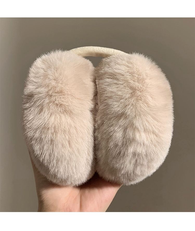 Cache-oreilles en peluche blanche mignonne pour femmes, protège-oreilles chaud d'hiver, cache-oreilles, sac d'oreille résistant au froid_voghion.com