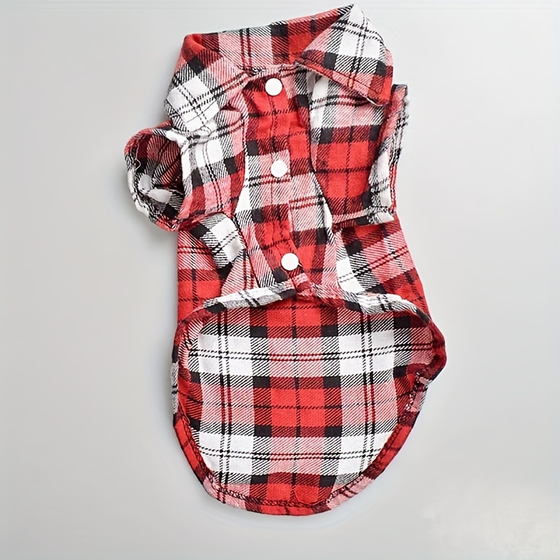 Stylish Plaid Shirt Coat For Small Dogs And Cats - Keep Your Pet Looking Cute And Cozy!_voghion.com