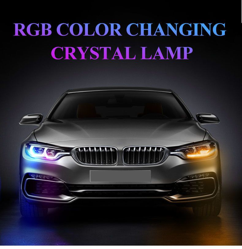 Luzes LED diurnas coloridas para carro, direção aquática, controle remoto RGB, luz de lágrima de cristal, barra de luz de marquise, modificação de luz de carro_voghion.com