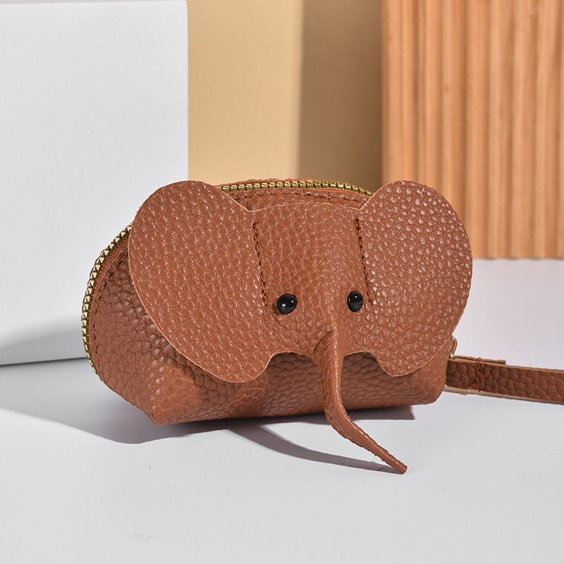 Cartoon Key Creative Elephant Coin Purse Zipper Hand Twist Lipstick Storage Card Bag_voghion.com