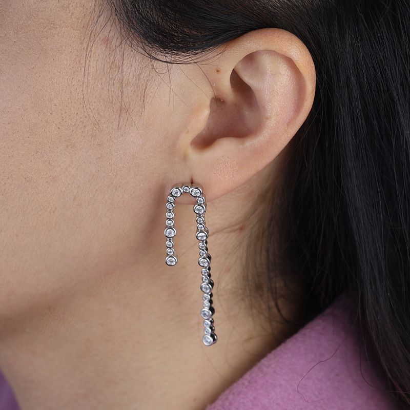 Gioielli da donna eleganti orecchini pendenti con nappe e strass di cristallo, orecchini pendenti lunghi, design geometrico, argento e oro, regali di lusso per gli amici_voghion.com