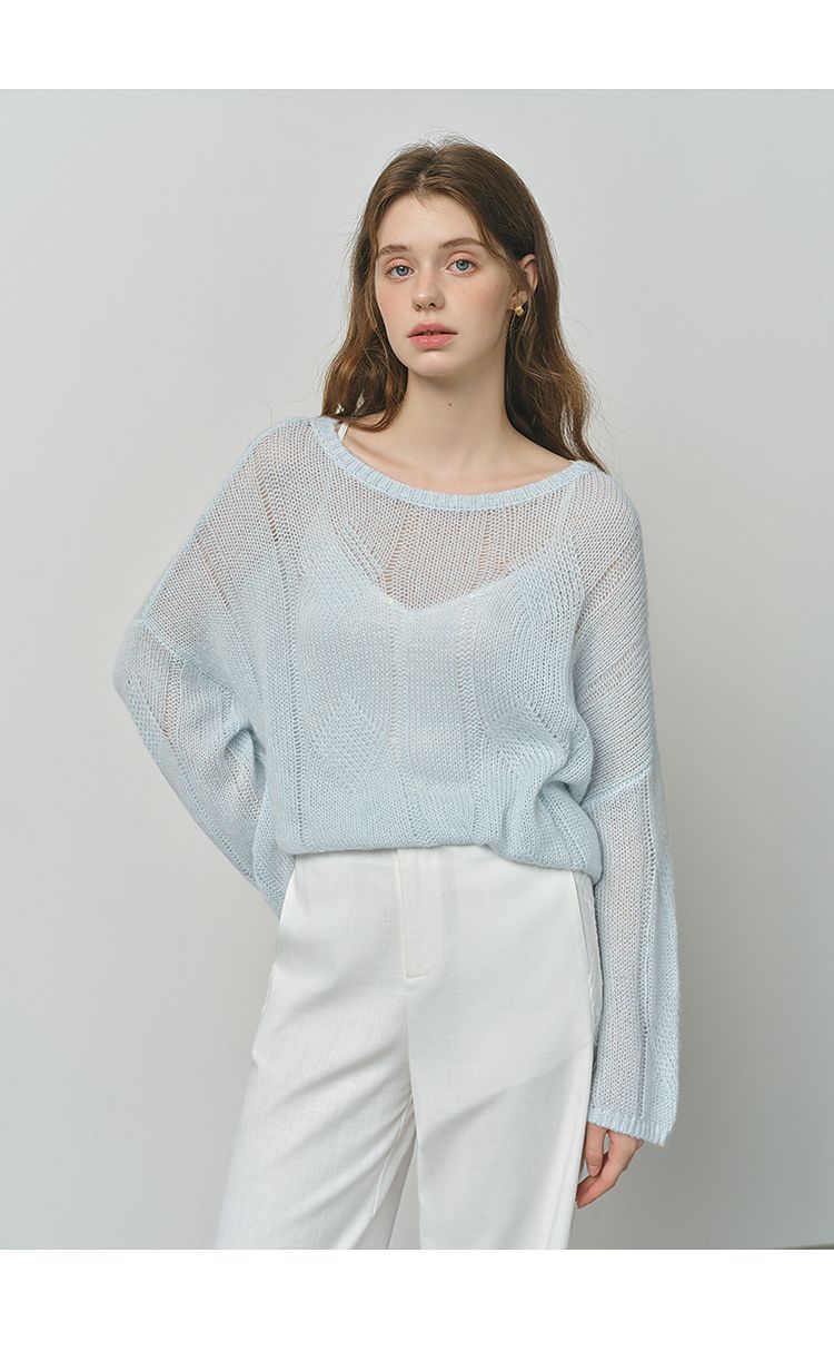 Maglione pullover largo in maglia francese pigra in lana di alpaca 2025 autunno_voghion.com