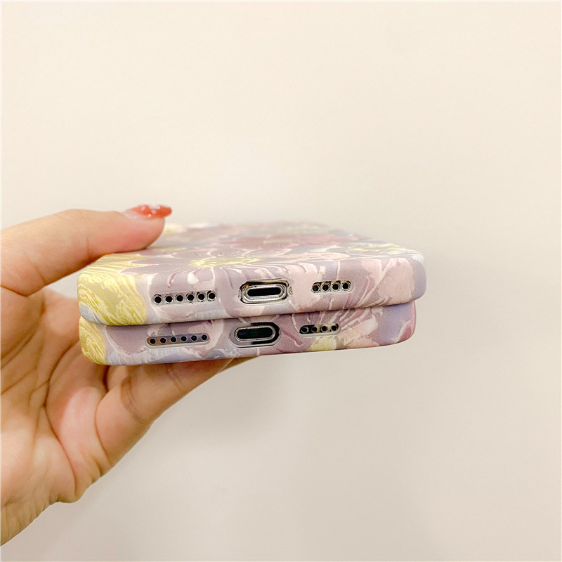 Ölgemälde rosa Blume passend für iPhone15pro max Apple 13 Handyhülle 12 xs/14 Liquid Skin Feel 11_voghion.com