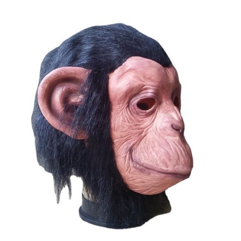 Maschera da scimmia animale con cappuccio da gorilla per Halloween e orrore, motivo: carino Wukong_voghion.com