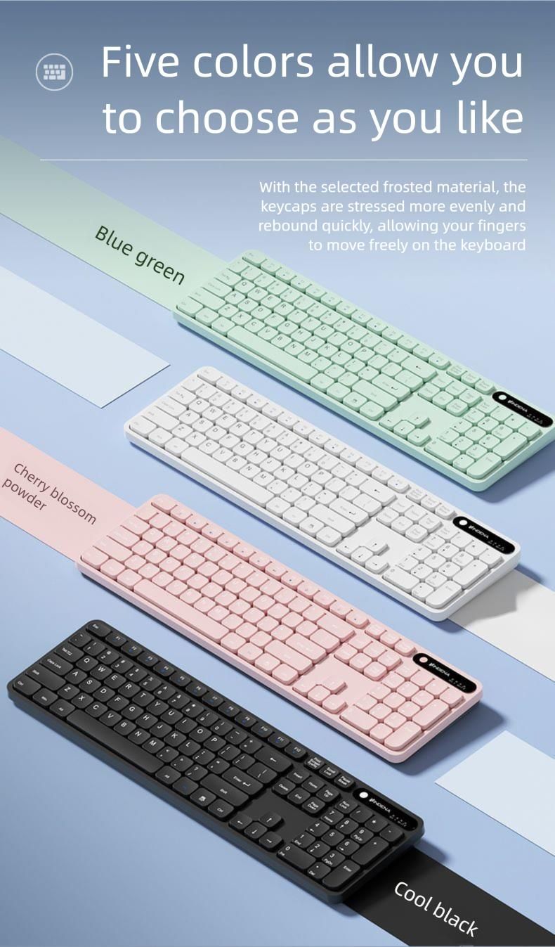 Wireless Bluetooth Keyboard Rechargeable Ultra-Thin Wired Silent Gaming Office Suitable For Girls' Laptops And Tablets_voghion.com