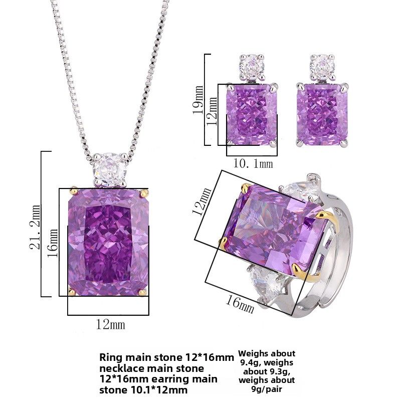 2024 Neuer Zhuangsheng-Schmuck mit kohlenstoffreichem Diamant im Eisblumenschliff, lila Diamant-Kupfer-Set, Retro-Set für Damen, 12 x 16-10 x 12_voghion.com