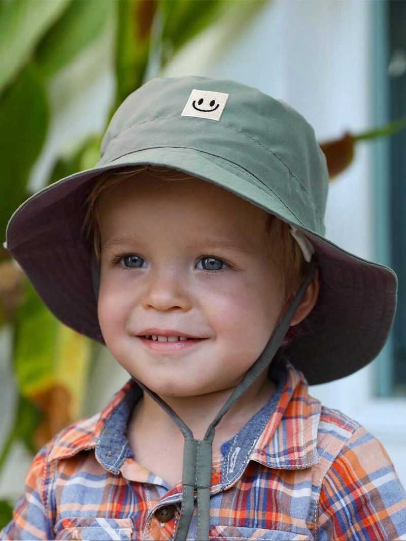 1pc Baby Sonnenhut Lächeln Gesicht Kleinkind Jungen Mädchen Eimer Hut UPF 50 + Sonnenschutz_voghion.com