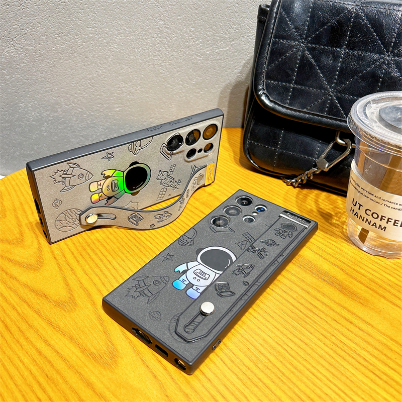 Husă din piele rezistentă la șocuri pentru Samsung Galaxy S23 S22 Ultra S23Ultra S22Ultra, cu suport pentru curea de încheietură, model astronaut laser_voghion.com