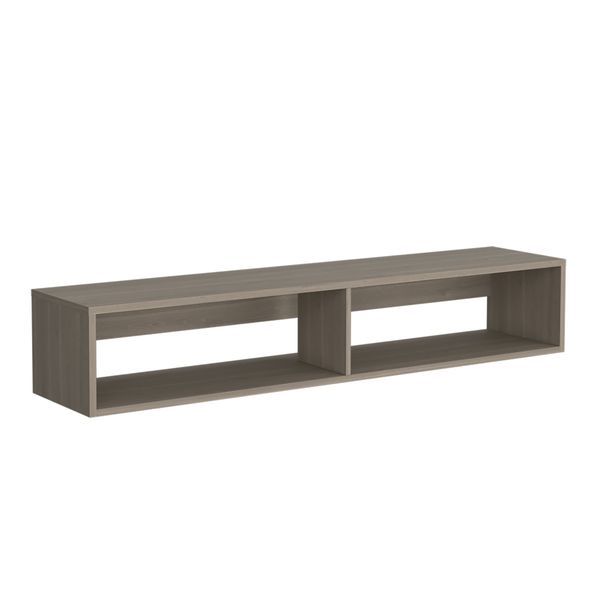 Warrior 59' Floating Tv Stand With Two Open Shelves, Media Compartments And Cable Management Light Gray_voghion.com