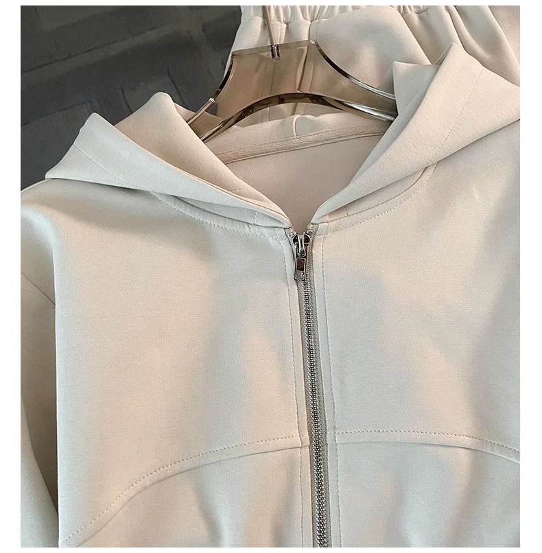 Dameklær Uformelt sportsdress for kvinner Høst Moteriktig Stilig Glidelåsgenser Vide Benbukser Todelt_voghion.com