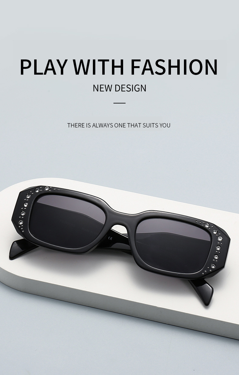 2023 nieuwe trendy diamant met UV-bestendig klein frame vierkant PRA-ontwerp, hoogwaardige zonnebril voor dames_voghion.com