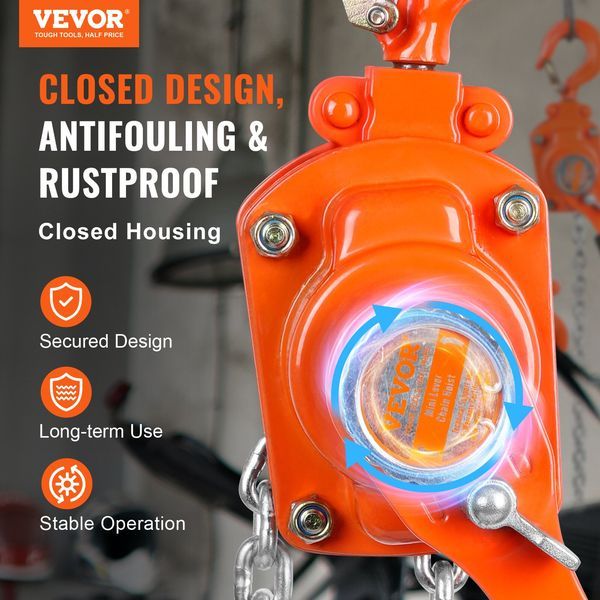 VEVOR Manual Lever Chain Hoist, 1/4 Ton 550 Lbs Capacity 10 FT Come Along, G80 Galvanized Carbon Steel With Weston Double-Pawl Brake, Auto Chain Lea_voghion.com
