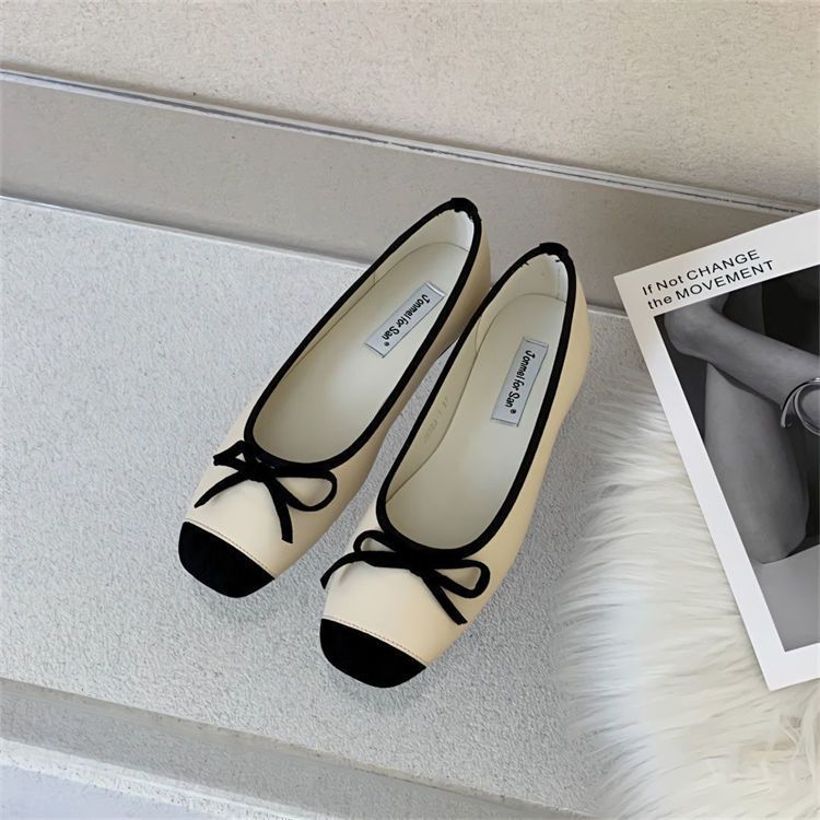 Ballerine da sera con fondo piatto, modello French Mall, rosse, da donna, 2025, primavera e autunno, spesso, color oro, colore: Ilver Ballet_voghion.com