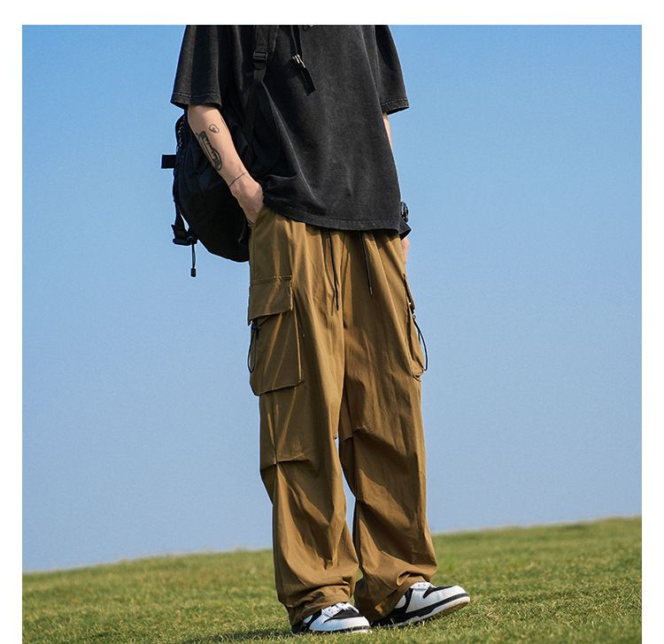 Pantaloni cargo militari da uomo, larghi, casual, da jogging, con coulisse in vita, comodi, da indossare all'aperto e in escursionismo_voghion.com