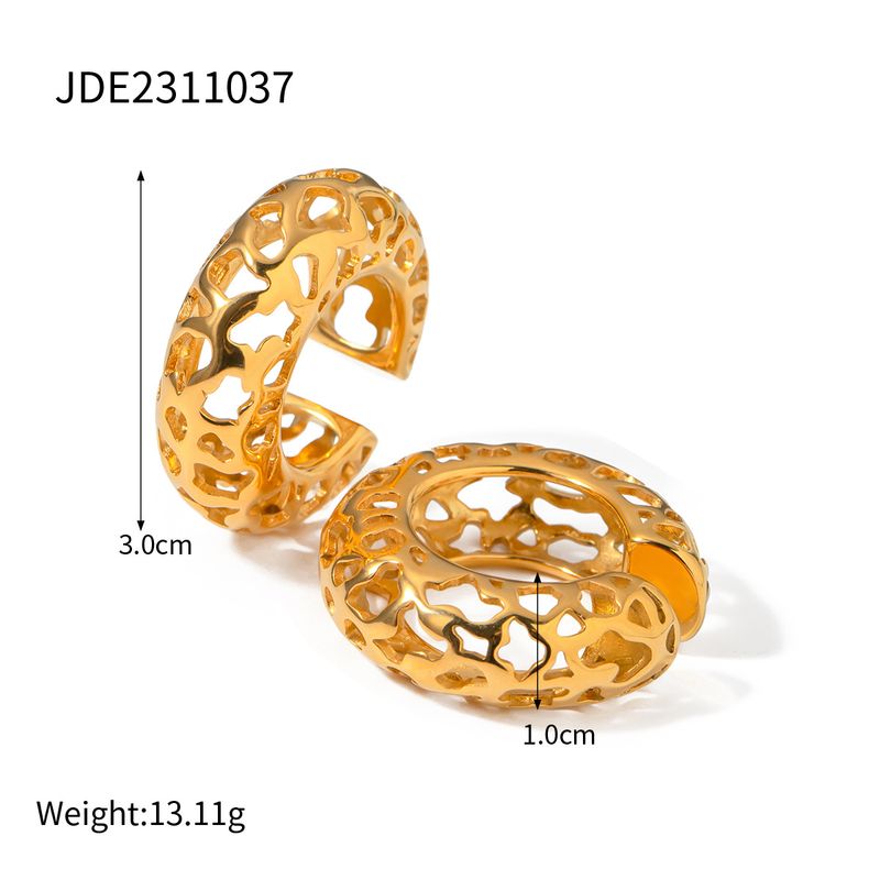 INS Nuovo Oro Cavo C-shaped Ear Clip Orecchini Acciaio Inossidabile Gioielli Moda Personalizzato Regalo Donna_voghion.com