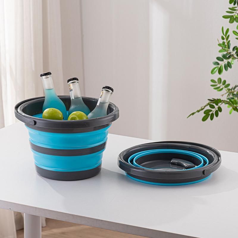 4L Multifunctional Folding Bucket Portable Folding Bucket Camping Folding Silicone Bucket Outdoor Travel Car Washing Fishing_voghion.com
