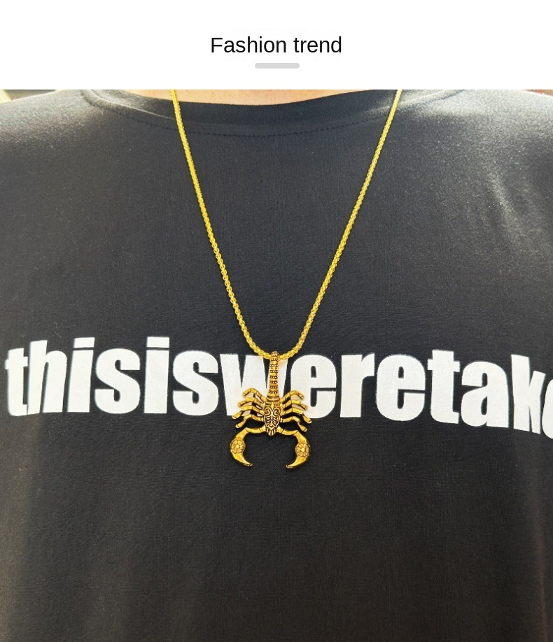 Muoti rento tyyli kultainen skorpioni isot pihdiriipus miesten hip-hop korut ruostumattomasta teräksestä valmistettu riipus ketjulla_voghion.com