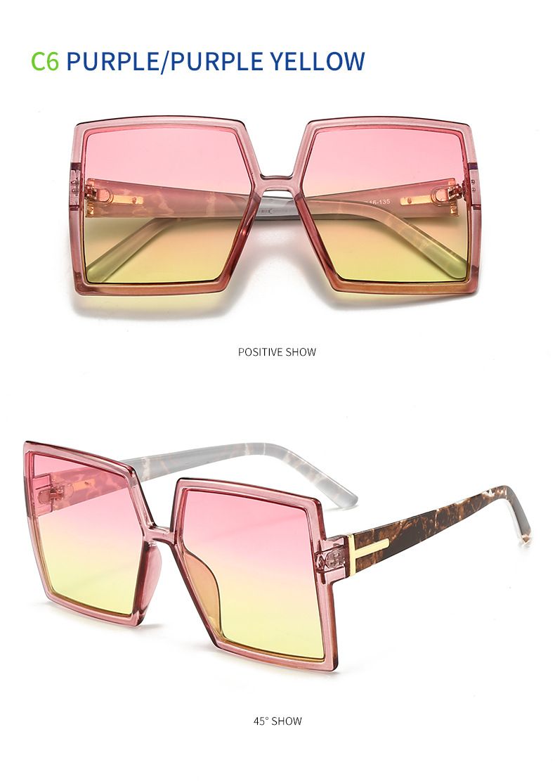 Lunettes de soleil pour femmes, monture carrée colorée, style rétro, polyvalentes et tendance_voghion.com