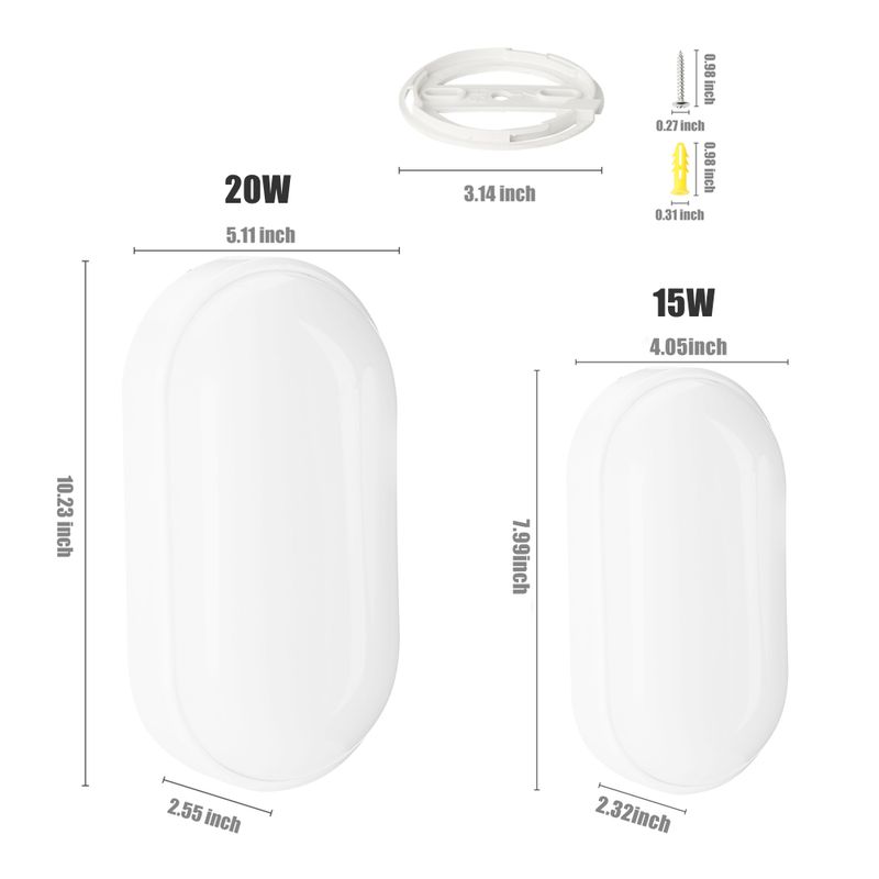 Modern Led Duvar Lambaları 20W Nem Geçirmez Ön Veranda Tavan Lambası Yüzeye Monte Oval Açık Bahçe Banyo Aydınlatması için_voghion.com