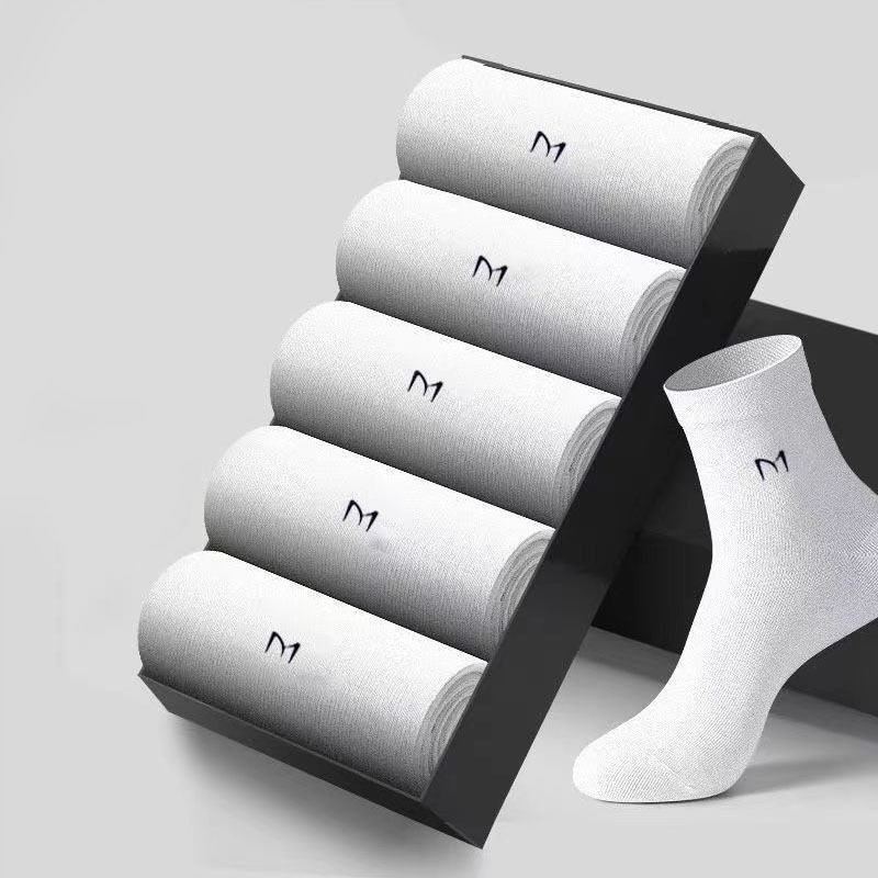 7A Antibacterial Xinjiang Deodorant Long Sweat-Absorbing Breathable Solid Color Cotton Business Mid-Calf Men's Socks_voghion.com