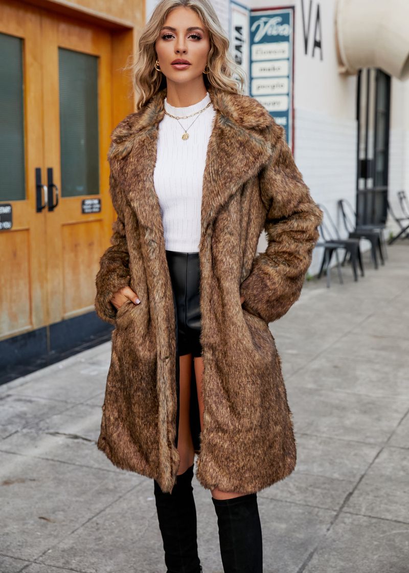 Women's Clothing Faux Fur Coat Artificial Fur Coat Imitation Fox Fur Coat Suit Collar Coat_voghion.com