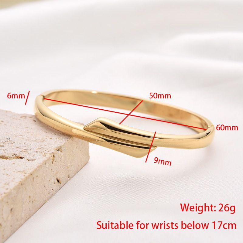 Bracciale semplice in acciaio al titanio cavo, leggero, di lusso, placcato in oro, liscio, alla moda, in acciaio inossidabile_voghion.com