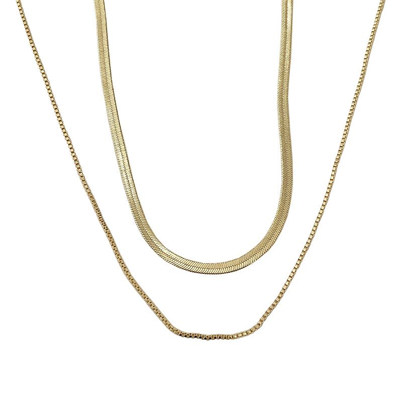 Dubbele laag slangenbot ketting voor vrouwen Xia Qing Luxe niche ontwerp veelzijdige sleutelbeen ketting in hiphop retro nek ketting accessoires_voghion.com