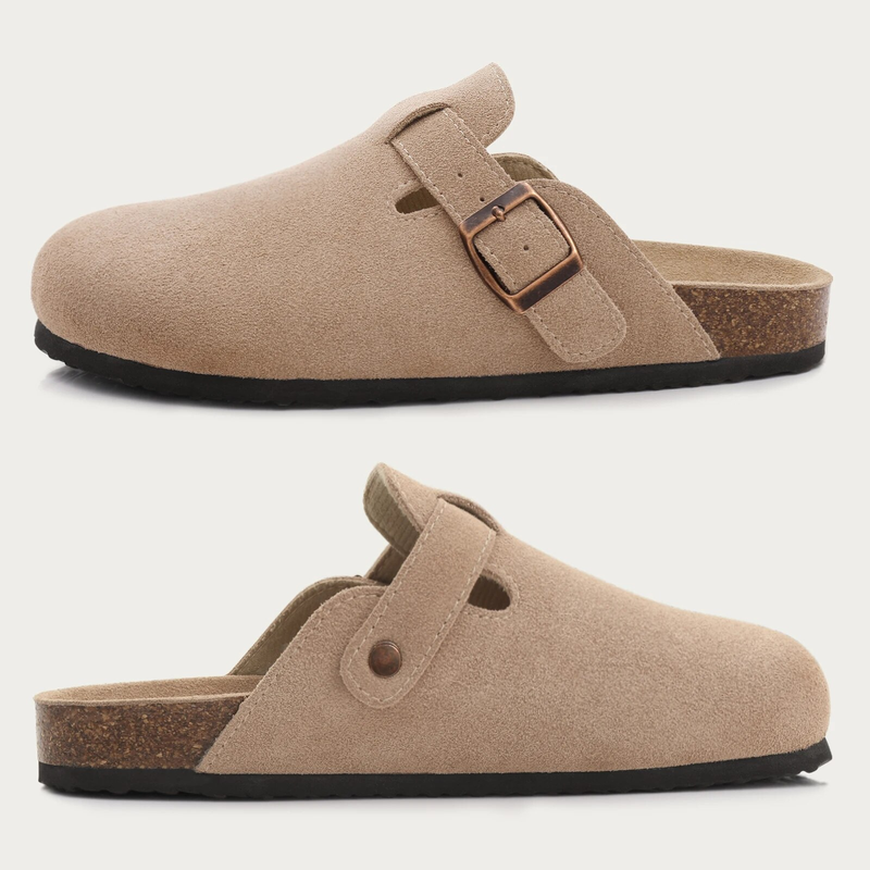 Bebealy Classic Mules Cork Footbed Clogs Slippers with Arch Support Fashion Beach Slides Soft Suede Potato Shoes For_voghion.com