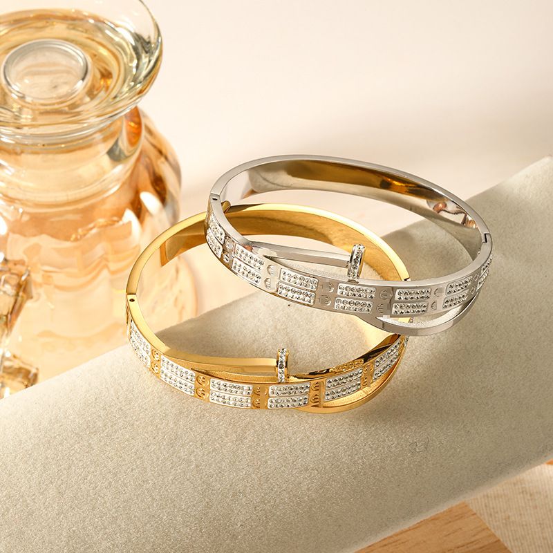 Minimalist Titanium For Women Screwdriver Inlay, High-End Stainless Steel Bracelet With Polished High Gloss_voghion.com