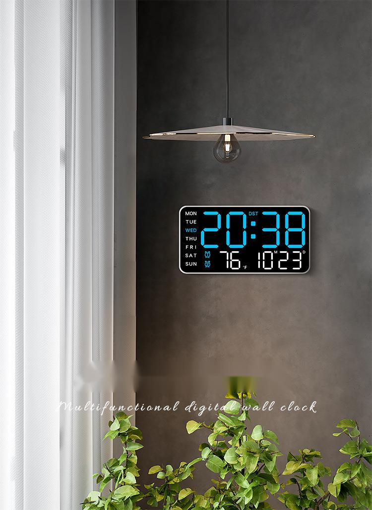 Rahmenlose elektronische multifunktionale und Stand-Dual-Use-einfache Digitalanzeige Wohnzimmer Wanduhr 6659_voghion.com